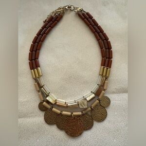Vintage Necklace Brown & Gold Tones